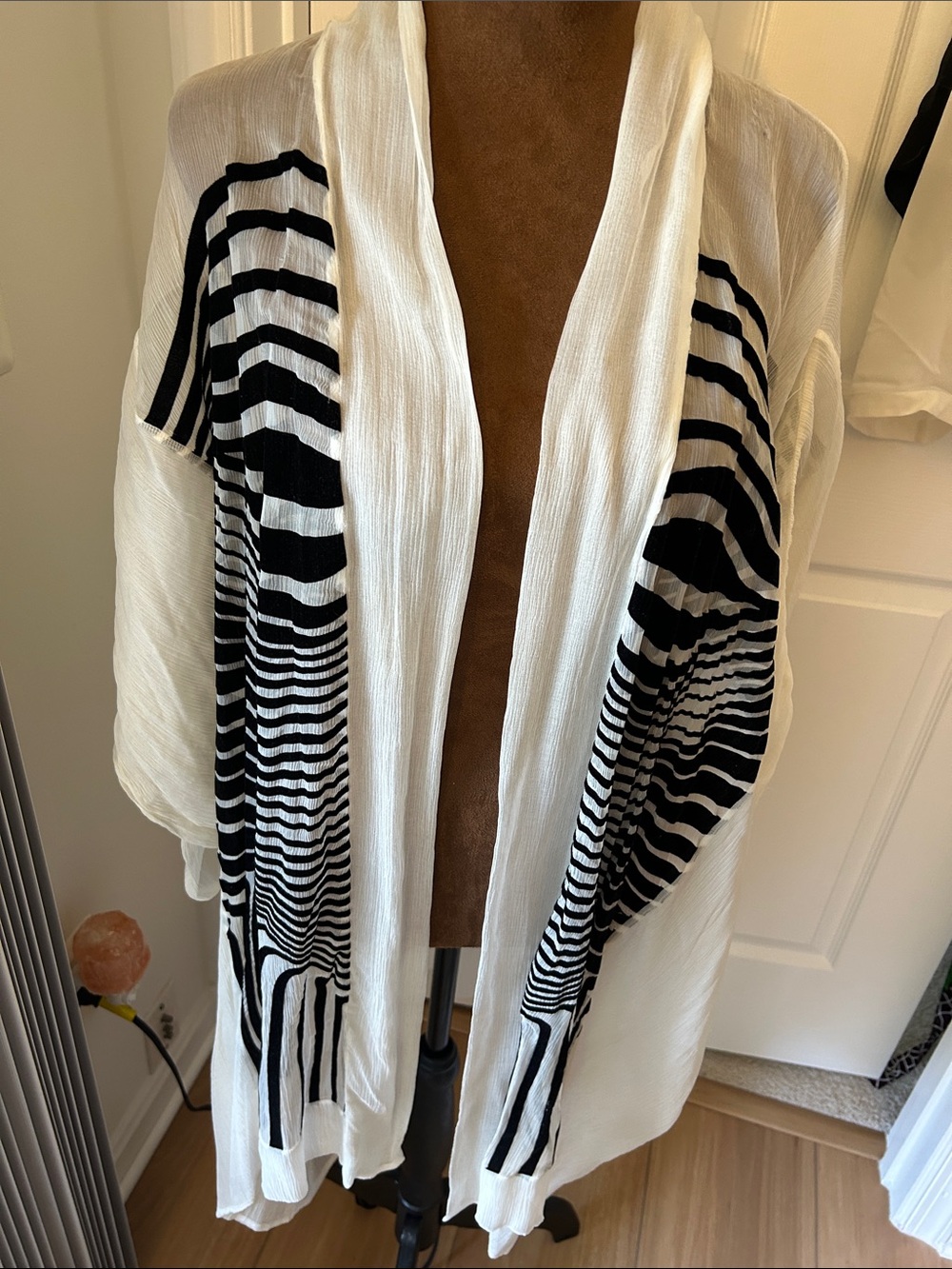 Jean Paul Gaultier White Sheer Women's Top with Black & Orange Label